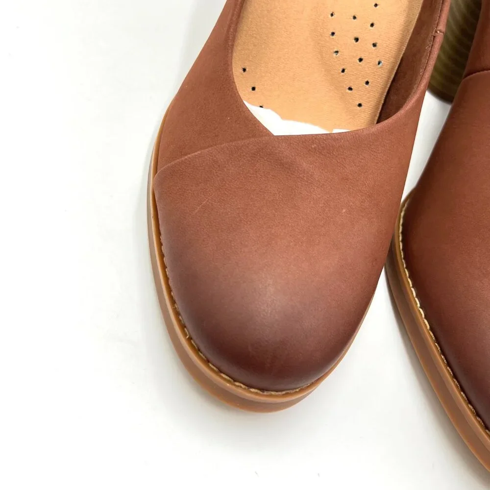 9N 9 NARROW WIDTH Softwalk Womens Sienna Brown Leather Heels‎ Pumps Shoes